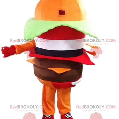 Yellow bird REDBROKOLY mascot dressed as Santa Claus, Christmas costume / REDBROKO_09528