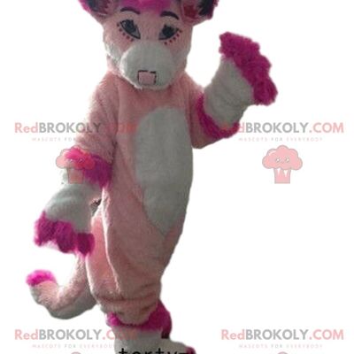 Purple bear REDBROKOLY mascot with overalls, teddy bear costume / REDBROKO_09643