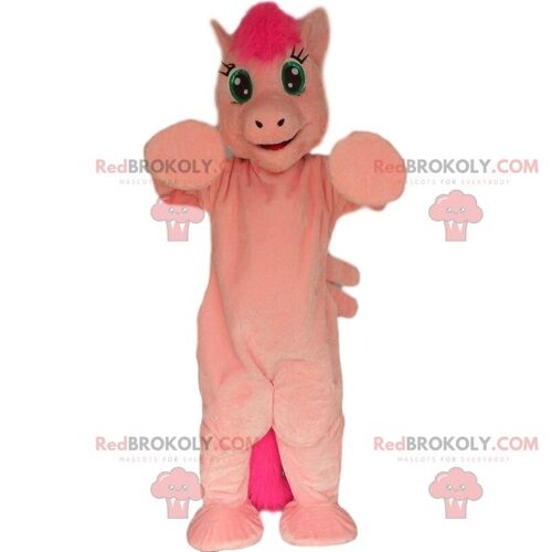 Husky REDBROKOLY mascot, pink fox, pink dog costume / REDBROKO_09644