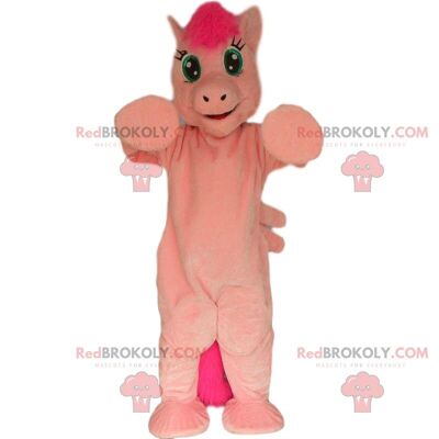 Husky REDBROKOLY mascot, pink fox, pink dog costume / REDBROKO_09644
