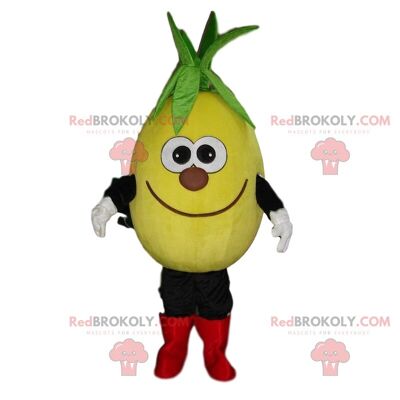Yellow and green pineapple REDBROKOLY mascot, pineapple costume, exotic fruit / REDBROKO_09651