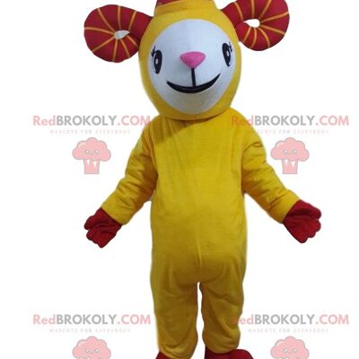 Red goat REDBROKOLY mascot, giant sheep costume / REDBROKO_09673