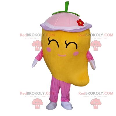 Red strawberry REDBROKOLY mascot with yellow dots, strawberry costume / REDBROKO_09690