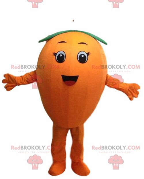 2 giant orange REDBROKOLY mascots, orange citrus costumes / REDBROKO_09693