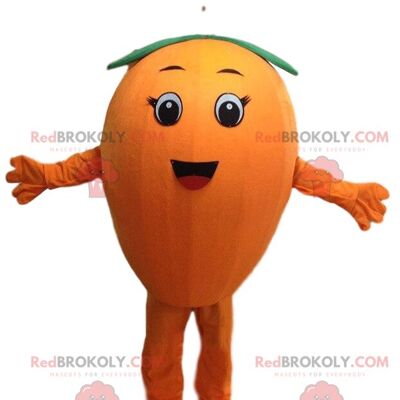 2 giant orange REDBROKOLY mascots, orange citrus costumes / REDBROKO_09693
