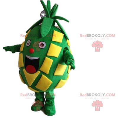 Yellow and green pineapple REDBROKOLY mascot, pineapple costume, exotic fruit / REDBROKO_09698