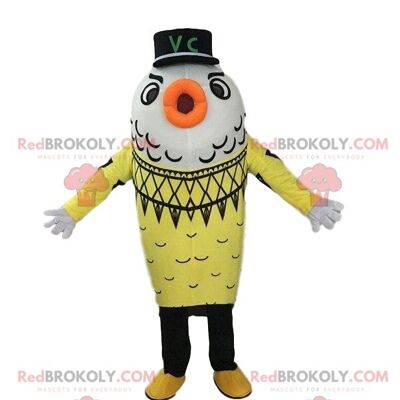 REDBROKOLY mascotte grande ananas verde e giallo molto sorridente / REDBROKO_09699