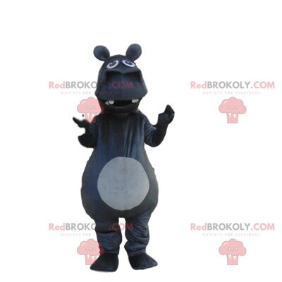 Gray hippopotamus REDBROKOLY mascot, giant and funny, hippo costume / REDBROKO_09705