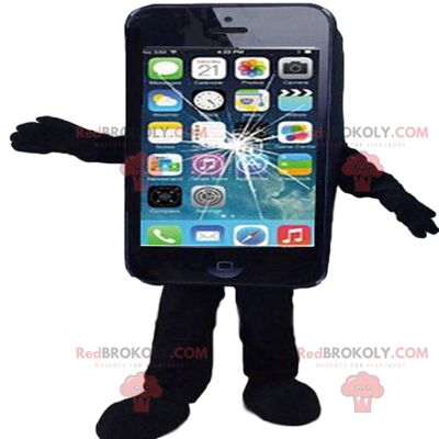 Beige smartphone REDBROKOLY mascot, cell phone costume / REDBROKO_09735