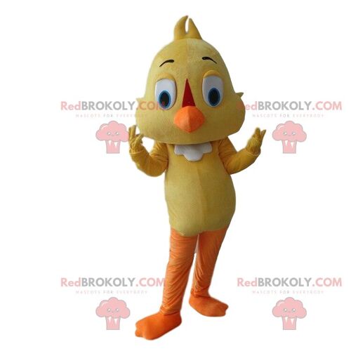 Double-faced bird REDBROKOLY mascot, large yellow bird costume / REDBROKO_09740