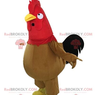 REDBROKOLY mascot yellow and red rooster, giant hen costume, colorful / REDBROKO_09756
