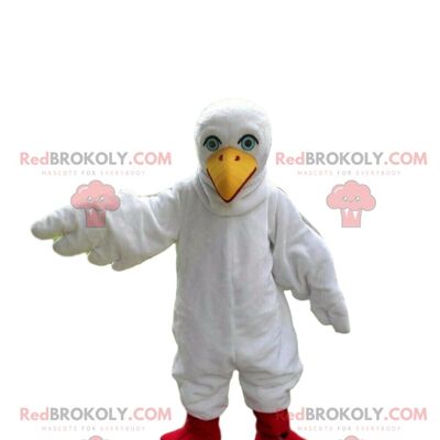 Coniglio bianco REDBROKOLY mascotte con un vestito festivo. Coniglietto festivo / REDBROKO_09760
