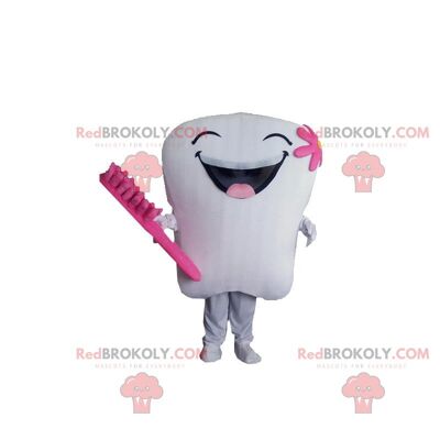 Diente blanco gigante REDBROKOLY mascota, disfraz de diente / REDBROKO_09763