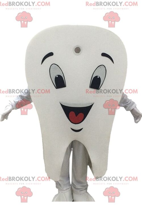Giant white tooth REDBROKOLY mascot, tooth costume / REDBROKO_09766