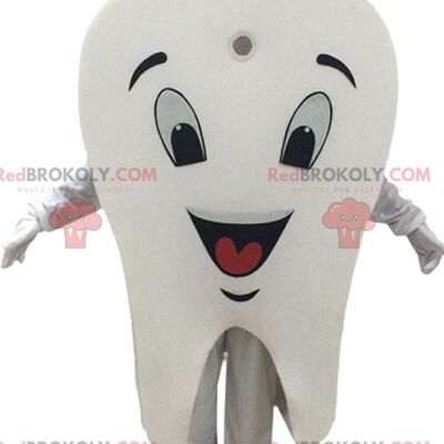 Giant white tooth REDBROKOLY mascot, tooth costume / REDBROKO_09766