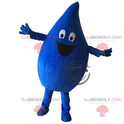 Giant blue drop REDBROKOLY mascot, drop shaped costume / REDBROKO_09779
