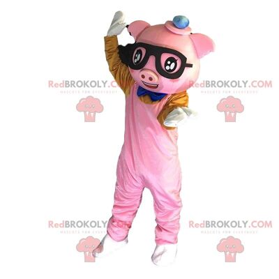 Maiale REDBROKOLY vestito dalla mascotte, costume da maiale rosa gigante / REDBROKO_09784