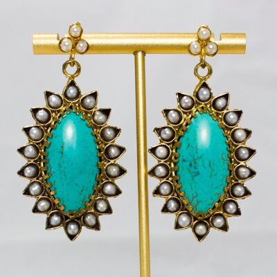 Turquoise & pearl shield