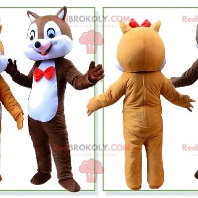 Giant brown REDBROKOLY mascot, smiling chestnut costume / REDBROKO_09817
