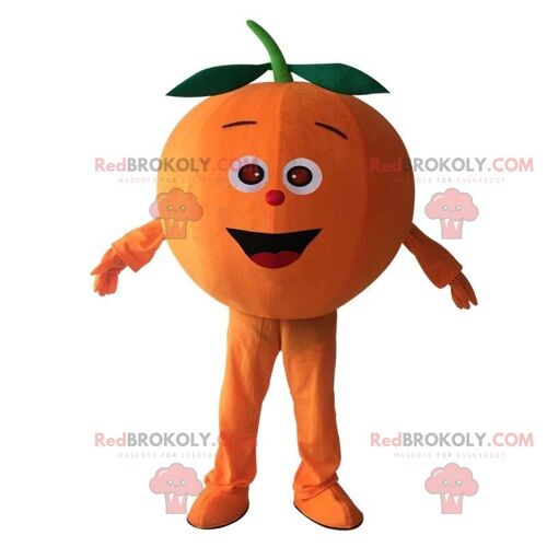 2 giant orange REDBROKOLY mascots, orange citrus costumes / REDBROKO_09830