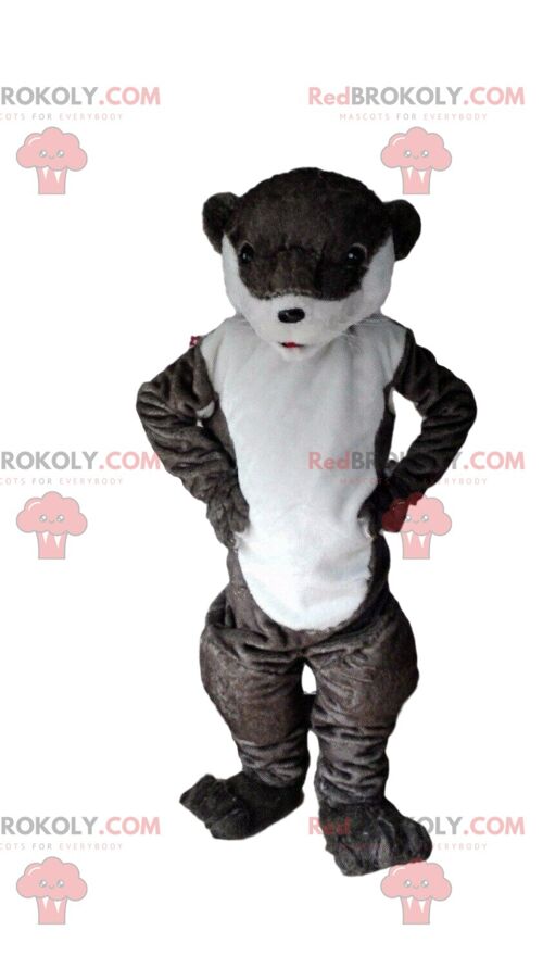 Lion REDBROKOLY mascot with glasses and black clothes / REDBROKO_09860