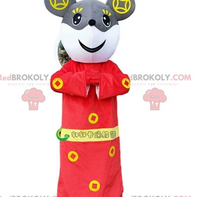 Orsacchiotto marrone e bianco mascotte REDBROKOLY, costume da orsacchiotto / REDBROKO_09875