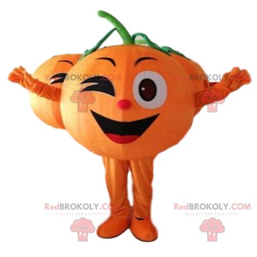 Giant orange REDBROKOLY mascot, orange fruit costume / REDBROKO_09919