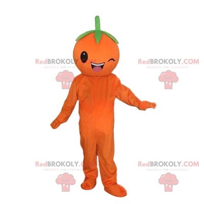 Giant orange REDBROKOLY mascot, orange fruit costume / REDBROKO_09921