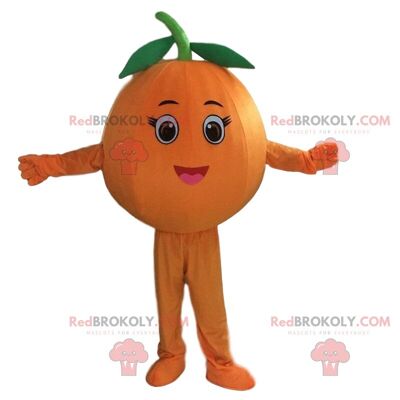 Female orange REDBROKOLY mascot, clementine costume / REDBROKO_09926