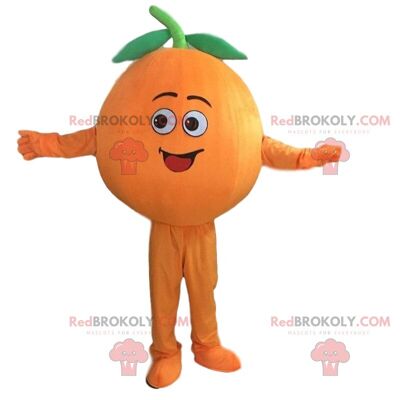 Giant orange REDBROKOLY mascot, clementine costume / REDBROKO_09927