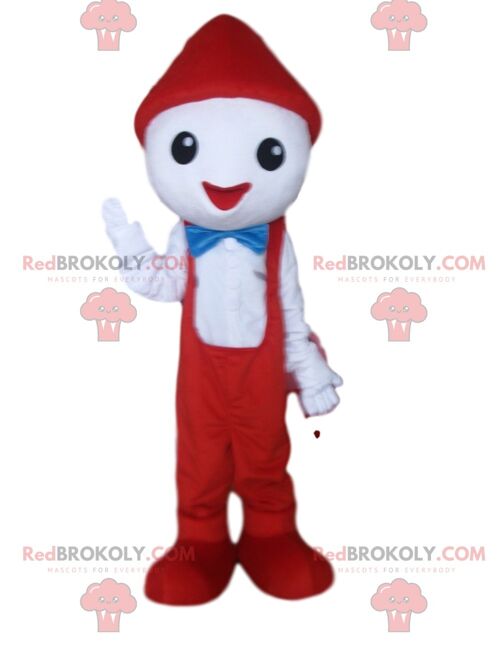 Fully customizable white and pink rabbit REDBROKOLY mascot / REDBROKO_09963