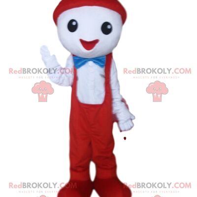Fully customizable white and pink rabbit REDBROKOLY mascot / REDBROKO_09963