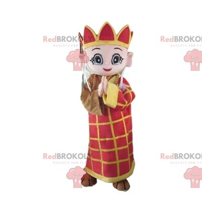 Buddha REDBROKOLY mascot, religious, Buddhist costume / REDBROKO_09979
