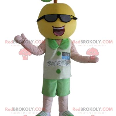 REDBROKOLY mascot giant yellow and white banana, fruit costume / REDBROKO_09988