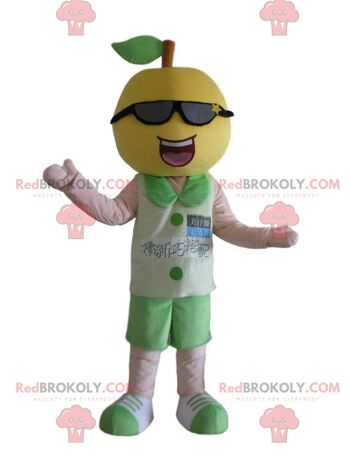 Mascotte REDBROKOLY banane géante jaune et blanche, costume de fruit / REDBROKO_09988 1