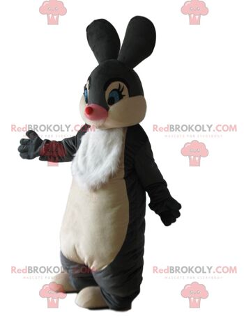 Mascotte de lapin noir REDBROKOLY avec une combinaison rouge, peluche noire / REDBROKO_010098 2