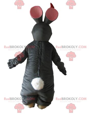 Mascotte de lapin noir REDBROKOLY avec une combinaison rouge, peluche noire / REDBROKO_010098 3