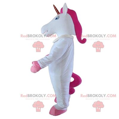 White unicorn REDBROKOLY mascot with colored head / REDBROKO_010101