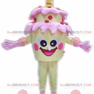 Personaggio rosa REDBROKOLY mascotte, costume da creatura rosa, fata / REDBROKO_010125