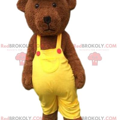 Brown teddy REDBROKOLY mascot dressed in red, teddy bear / REDBROKO_010197
