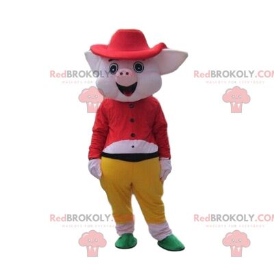 Fully customizable gray dog REDBROKOLY mascot, gray costume / REDBROKO_010283