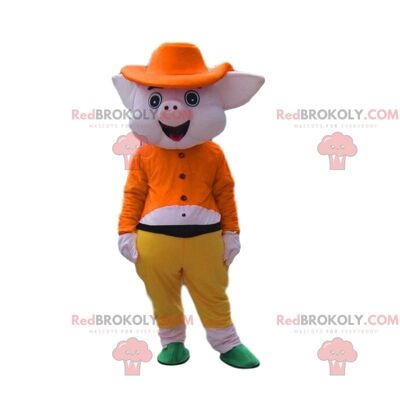 Maialino rosa REDBROKOLY mascotte completamente vestita, costume 3 porcellini / REDBROKO_010284