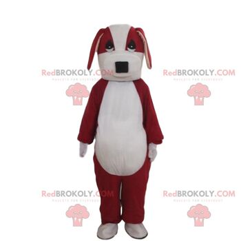 2 mascottes de chien REDBROKOLY, un gris et blanc et un rouge et blanc / REDBROKO_010307