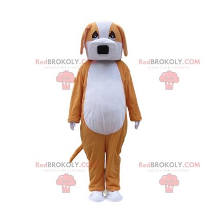 Red and white dog REDBROKOLY mascot, two-tone doggie costume / REDBROKO_010308