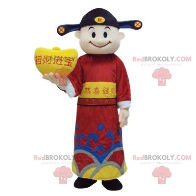 Asian man costume, god of wealth, Asian REDBROKOLY mascot / REDBROKO_010323
