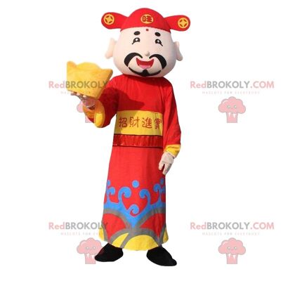 REDBROKOLY mascot of the god of wealth, Asian man costume / REDBROKO_010326