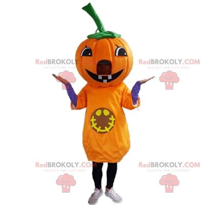 Mascota de calabaza naranja y verde REDBROKOLY, disfraz de calabaza / REDBROKO_010386