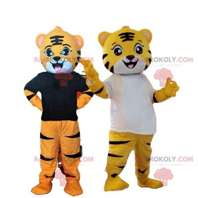 Black and white panda costume, Asian bear REDBROKOLY mascot / REDBROKO_010399