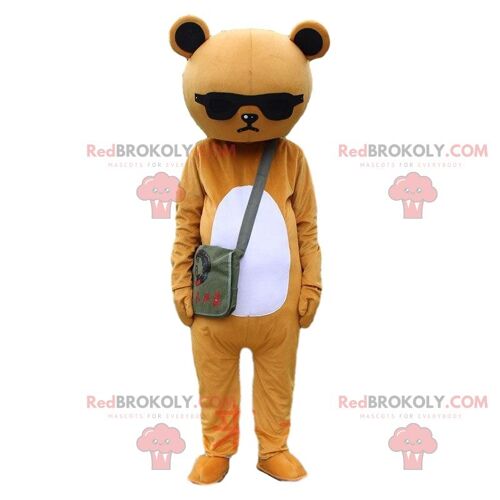 Brown and white sulky teddy bear costume, teddy bear costume / REDBROKO_010403