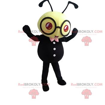 Mascotte d'abeille jaune REDBROKOLY avec des rayures noires et un bandeau / REDBROKO_010483